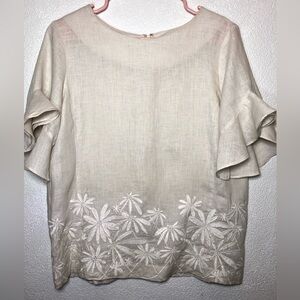 Neiman Marcus Cream Floral Blouse